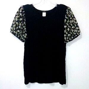 K&C black with floral mesh shirt